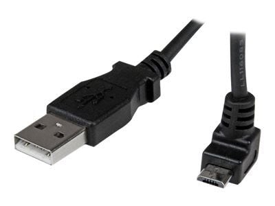 StarTech.com 1m Micro USB-kaapelin johto - A to Up Angle Micro B - Up Angled Micro USB Cable - 1x USB A (M), 1x USB Micro B (M) - Musta (USBAUB1MU)...