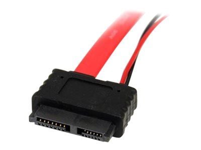 StarTech 20in Slimline SATA to SATA with LP4 Power Cable Adapter - slim SATA Adapter - slimline Adapter - slim SATA to SATA (SLSATAF20) - SATA-kabe...