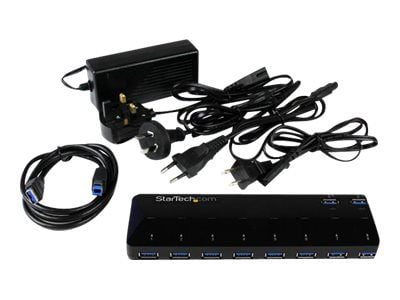 Startech 10 Port USB 3.0 Hub with Charge & Sync Ports - 8 x USB-A, 2 x USB-A Fast Charge Ports - Multi Port Powered USB Hub (ST103008U2C) - USB-per...