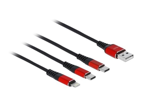 DeLOCK 86708, 0,3 m, USB A, USB 2.0, Musta, Punainen