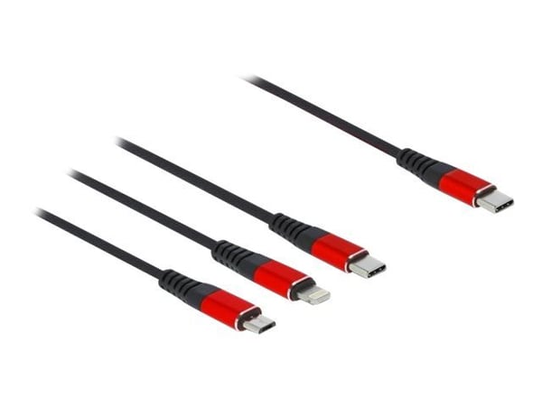 Delock 3 in 1 - Kun lade-kabel - USB-C hann til Micro-USB type B, Lightning, USB-C hann - 1 m - svart