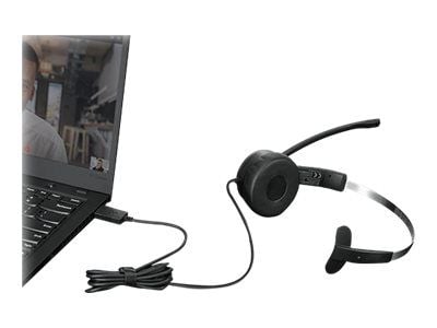 Lenovo 100 - Hodesett - on-ear - kablet - USB - svart