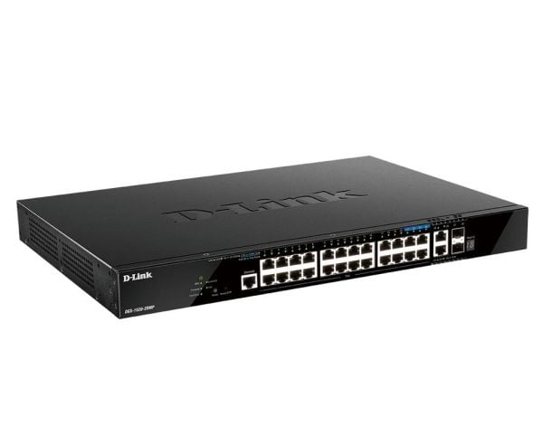 D-Link DGS 1520-28MP - Switch - L3 - smart - 20 x 10/100/1000 (PoE+) + 4 x 2.5G (PoE+) + 2 x 10 Gigabit Ethernet + 2 x 10 Gigabit SFP+ - rackmonter...