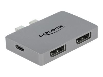 Delock - DisplayPort-adapter - USB-C (hann) til DisplayPort, USB-C (hunn) - støtte for 4K 60 Hz (3840 x 2160), støtte for Power Delivery 3.0 - grå