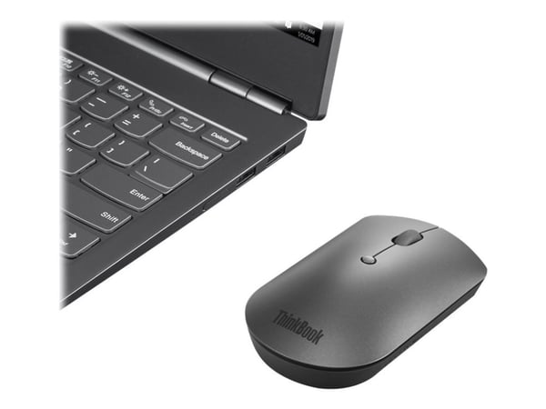 Lenovo ThinkPad Silent - Mus - høyre- og venstrehåndet - blå optisk - 3 knapper - trådløs - Bluetooth 5.0 - svart - løsvekt