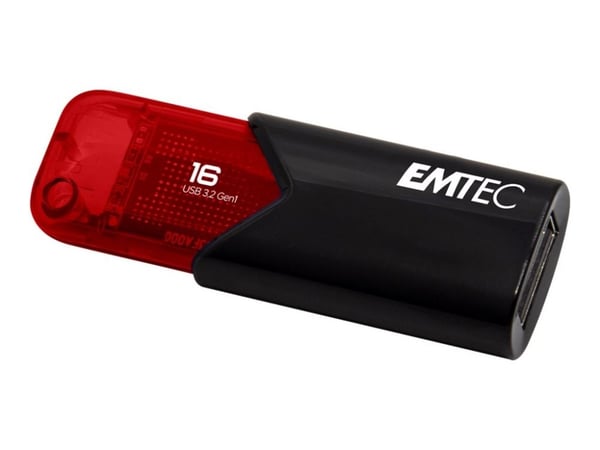 Emtec Click Easy, 16 GB, USB A-tyyppi, 3.2 Gen 2 (3.1 Gen 2), Ilman suojusta, Musta, Punainen