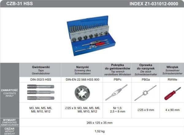 Fanar gängtillbehörsset CZB-31 INOX - Z2-031012-0000
