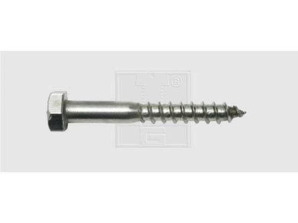 SWG treskrue 10 mm x 120 mm utvendig sekskant DIN 571 rustfritt stål A2, 10 stk