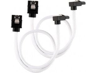 CORSAIR - SATA-kabel - Serial ATA 150/300/600 - SATA (hane) rak, låst till SATA (hane) högervinklad - 30 cm - vit (paket om 2)