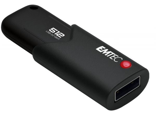 Emtec B120 Click Secure, 512 GB, USB A-tyyppi, 3.2 Gen 2 (3.1 Gen 2), Liuku, Musta Emtec B120 Click Secure, 512 GB, USB A-tyyppi, 3.2 Gen 2 (3.1 Gen 2), Liuku, Musta
