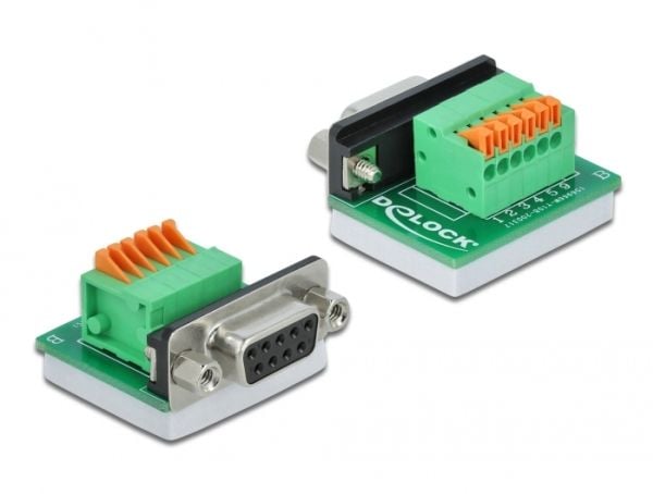 Delock - Seriell adapter - DB-9 (hunn) til 6-pins terminalblokk - tommelskruer, trykknapp