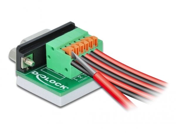 Delock - Seriell adapter - DB-9 (hunn) til 6-pins terminalblokk - tommelskruer, trykknapp