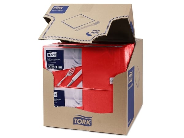 Lautasliinat Tork 3-kerroksinen punainen 33cm 10x150kpl/amme