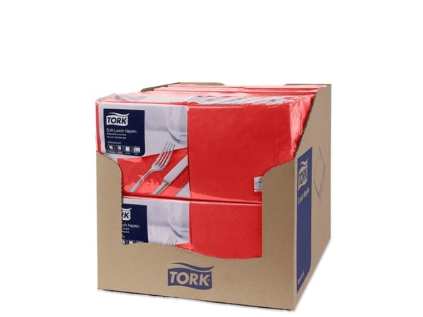 Lautasliinat Tork 3-kerroksinen punainen 33cm 10x150kpl/amme