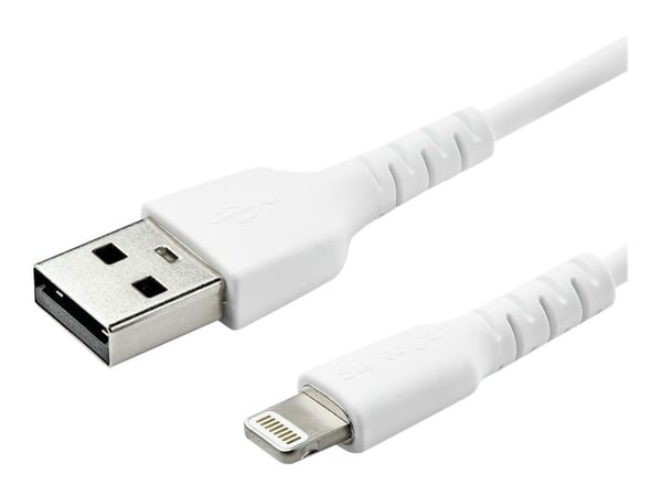 StarTech.com 2m tålig vitt USB-A till Blixtkabel - Tungt, robust aramifiber USB typ A till Blixtladdare/synkron strömsladd - Apple MFi-certifierad ...