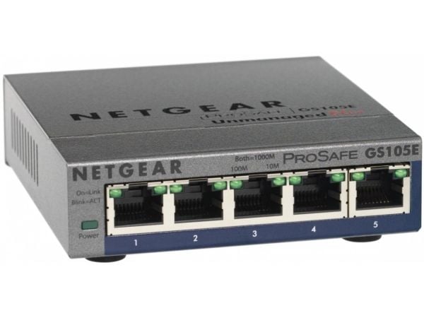 NETGEAR Plus GS105Ev2 - Switch - Styrt - 5 x 10/100/1000 - stasjonær