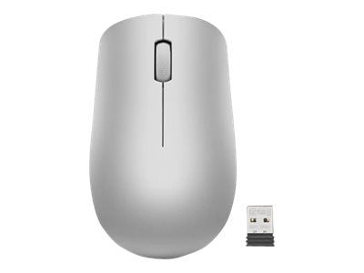 Lenovo 530 Wireless Mouse - Mus - høyre- og venstrehåndet - optisk - 3 knapper - trådløs - 2.4 GHz - USB trådløs mottaker - platinagrå