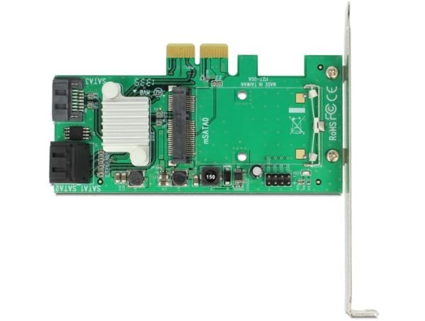DeLock Hybrid 3 x sisäinen SATA 6 Gb/s + 1 x sisäinen mSATA - Tallennusohjain (RAID) - 4 lähettäjää/kanava - SATA 6Gb/s / mSATA - 600 MB/s - RAID 0...