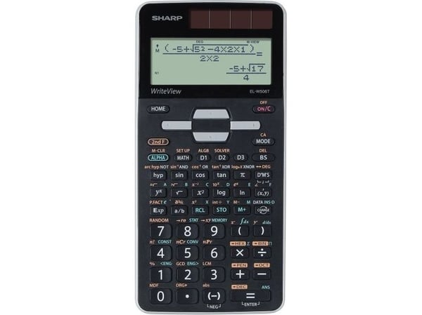 Sharp EL-W506T, Tasku, Näyttölaskin, 16 lukua, Akku/Aurinko, Musta, Harmaa