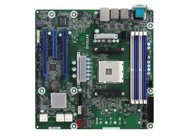 ASRock Rack X570D4U - Hovedkort - micro ATX - Socket AM4 - AMD X570 Chipset - USB 3.2 Gen 2 - 2 x Gigabit LAN - innbygd grafikk