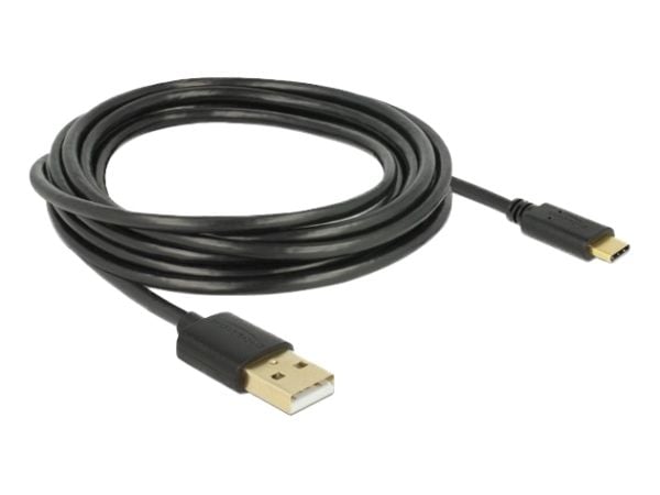 Delock - USB-kaapeli - USB-C (han) til USB (han) - USB 2.0 - 3 A - 3 m - lajiteltu