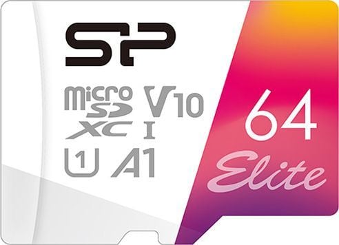 SILICON POWER Elite - Flashminnekort (microSDXC til SD-adapter inkludert) - 64 GB - A1 / Video Class V10 / UHS-I U1 / Class10 - microSDXC UHS-I