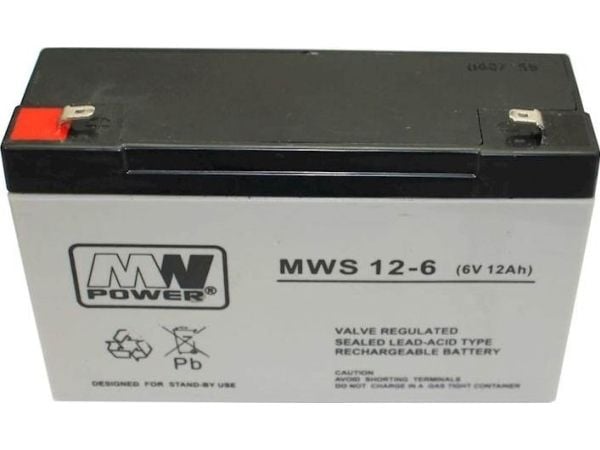 MW Power Pb 6V 12Ah bezobsługowy (paino 1.55kg, paino 4A, paino 135A)