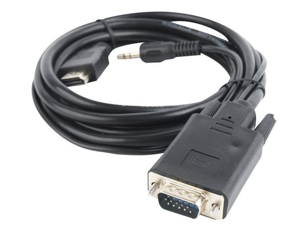 Cablexpert A-HDMI-VGA-03-10 - Adapterkabel - HDMI hann til HD-15 (VGA), mini-phone stereo 3.5 mm hann - 3 m - svart - 1080p-støtte