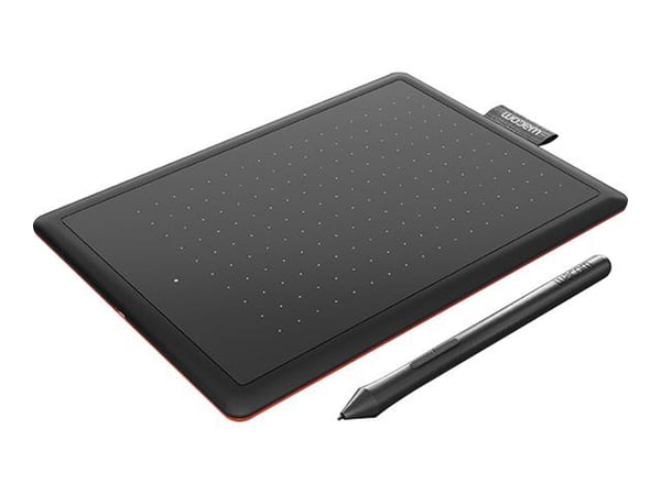 Wacom One by Wacom - Digitaliserare - höger- och vänsterhänta - 21.6 x 13.5 cm - elektromagnetisk - kabelansluten - USB - svart, röd
