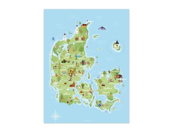 Danmarkskart 50x70 cm
