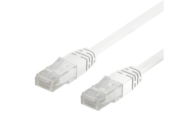 DELTACO - Koblingskabel - RJ-45 (hann) til RJ-45 (hann) - 30 cm - 6.3 mm - UTP - CAT 6 - med støvel, halogenfri - hvit (en pakke 50)