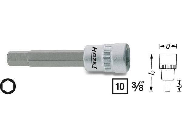 HAZET 8801-10, 1 stykker, 76,2 / 8 mm (3 / 8"), Stål, 85 mm, 81 g