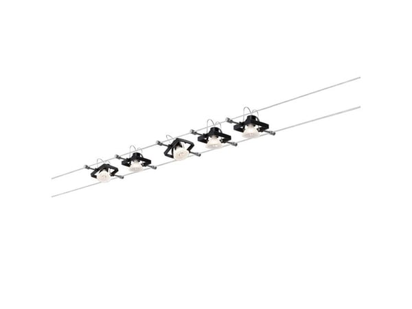 Paulmann Mac II, Spotlight på skinne, GU5.3, 5 ampuller, LED, 230 V, Sort