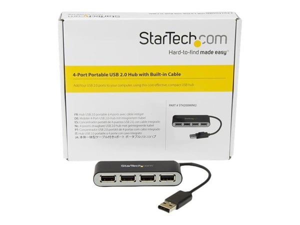 StarTech.com ST4200MINI2, USB 2.0, USB 2.0, 480 Mbit/s, Musta, Hopea, Muovi, Kiina