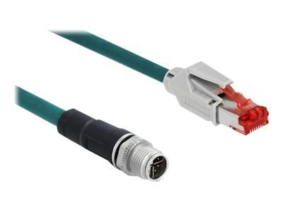 Delock - Verkkokaapeli - 8-nastainen M12-X (uros) RJ-45 (uros) - 1 m - SF/UTP - CAT 5e - vedensininen