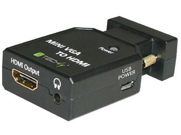 Techly IDATA VGA-HDMINI, Sort, CE, FCC, 1920 x 1200 piksler, 480p, 960p, 1080p, VGA (D-Sub), HDMI