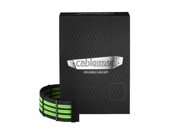 CableMod PRO Series ModMesh C-Series RMi & RMx Cable Kit - Strømkabelsett - formstøpt - svart, lys grønn