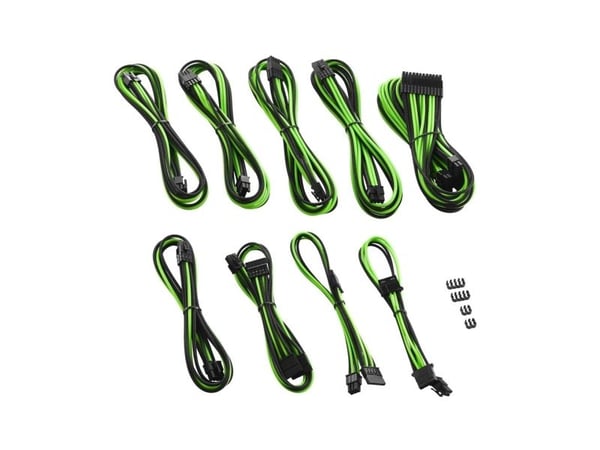 CableMod PRO Series ModMesh C-Series RMi & RMx Cable Kit - Strømkabelsett - formstøpt - svart, lys grønn