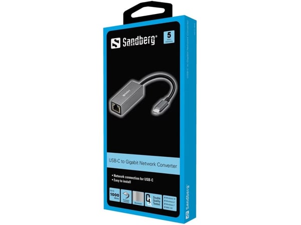 Sandberg USB-C til Nettverk - Nettverksadapter - USB-C - Gigabit Ethernet