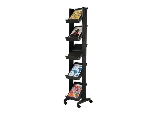 Brochurestativ Paperflow® Easydisplays med 5 hylder, sort