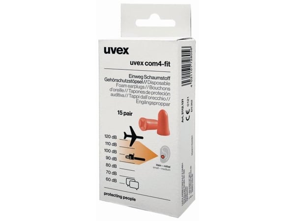 Uvex 2112131, Gjenbrukbar øreplugg, In-ear, Oransje, Trådløs, 33 dB, 15 stykker
