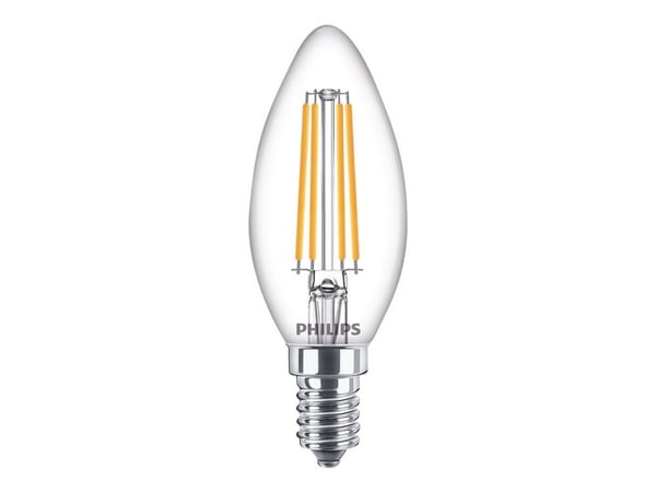 Philips LED - LED-lyspære - form: stearinlys - E14 - 6.5 W (ekvivalent 60 W) - klasse E - varmt hvitt lys - 2700 K - blank