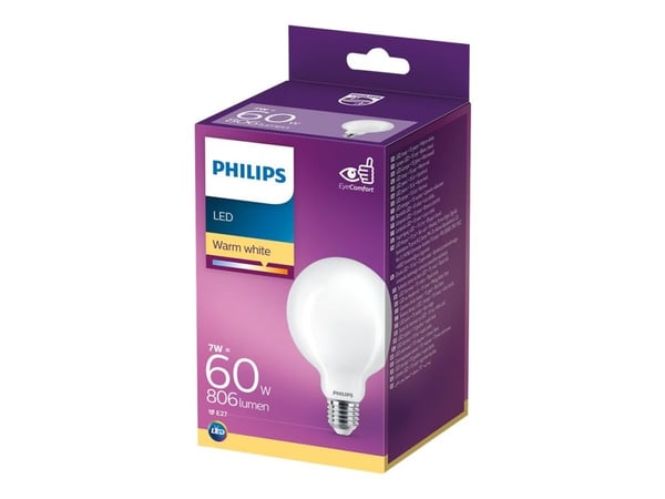 Philips - LED-lyspære - form: G93 - mattslipt finish - E27 - 7 W (ekvivalent 60 W) - klasse E - varmt hvitt lys - 2700 K