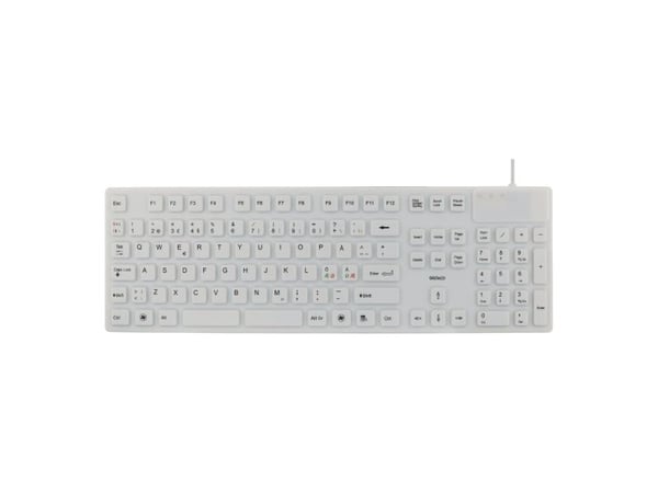 Deltaco TB-505, Full-size (100%), USB + PS/2, QWERTY, Valkoinen