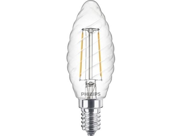Philips - LED-lyspære - form: stearinlys - klar finish - E14 - 2 W (ekvivalent 25 W) - klasse A++ - varmt hvitt lys - 2700 K