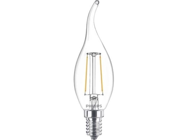 Philips - LED-lyspære - form: stearinlys - klar finish - E14 - 2 W (ekvivalent 25 W) - klasse A++ - varmt hvitt lys - 2700 K