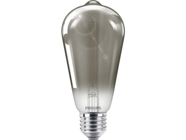 Philips - LED-filamentlyspære - form: ST64 - E27 - 2.3 W (ekvivalent 11 W) - flammelys - 1800 K - røkfarget