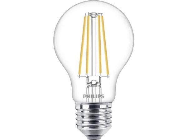 Philips - LED-lyspære - form: A60 - klar finish - E27 - 8.5 W (ekvivalent 75 W) - klasse E - varmt hvitt lys - 2700 K