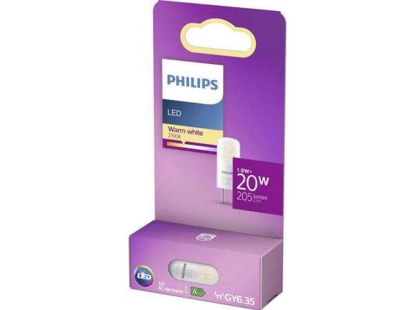 Philips - LED-lyspære - form: kapsel - GY6.35 - 1.8 W (ekvivalent 20 W) - klasse F - varmt hvitt lys - 2700 K