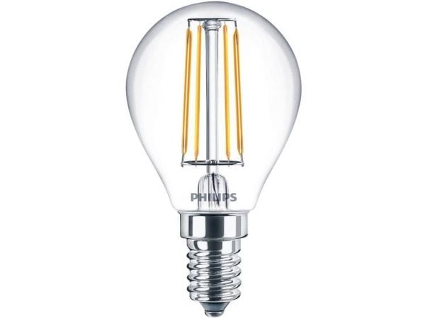Philips - LED-filamentlyspære - form: P45 - klar finish - E14 - 4.3 W (ekvivalent 40 W) - klasse F - varmt hvitt lys - 2700 K (en pakke 2)